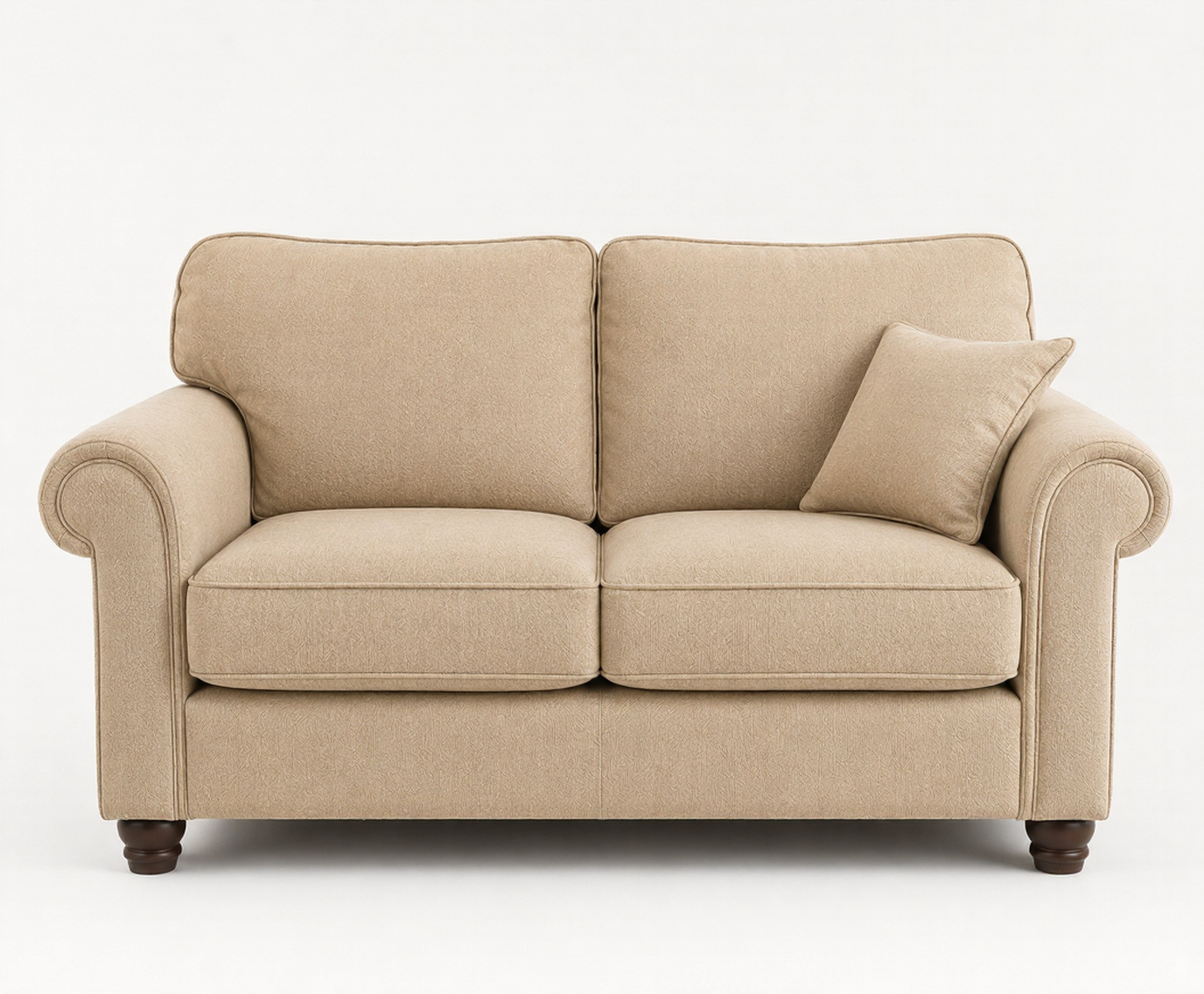Same sofa professionally reupholstered with clean premium velvet fabric and restored cushions